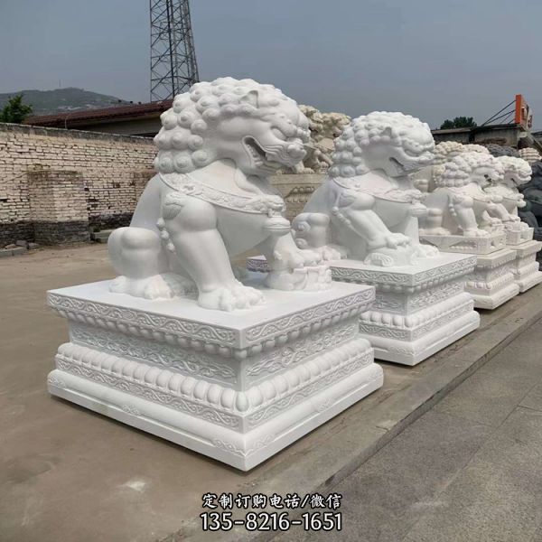 漢白玉石獅子雕塑酒店大門口石雕招財動物擺件（2）