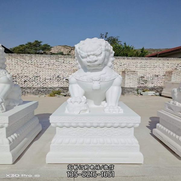漢白玉石獅子雕塑酒店大門口石雕招財動物擺件（5）