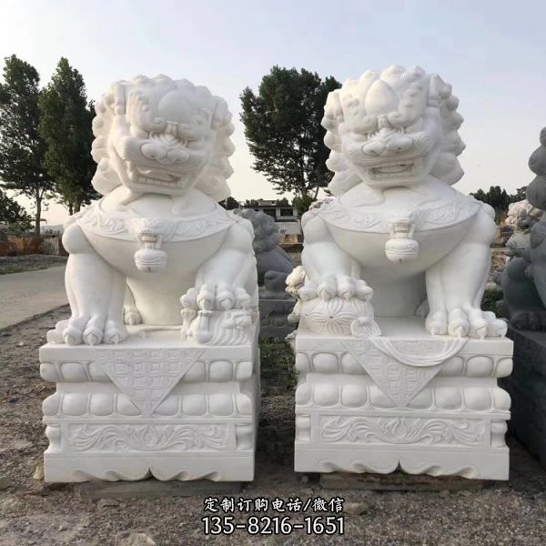 漢白玉石獅子雕塑酒店大門口石雕招財動物擺件（1）