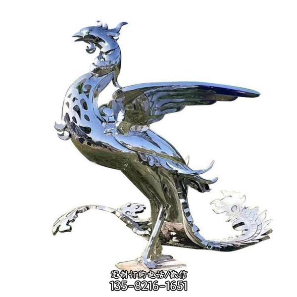 不銹鋼鏡面鏤空抽象鳳凰擺件