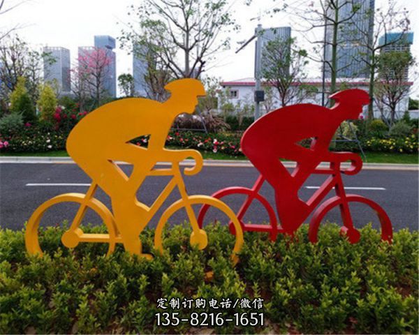 城市街道擺放不銹鋼體育運動人物雕塑（1）