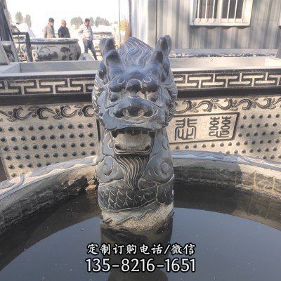 青石仿古做舊圓缸流水園林庭院裝飾擺件（4）
