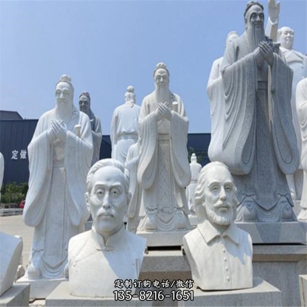 景區庭院擺放花崗巖雕刻人物景觀雕塑 （5）