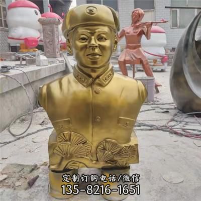 校園景區玻璃鋼噴金烤漆英雄人物雷鋒雕塑（1）