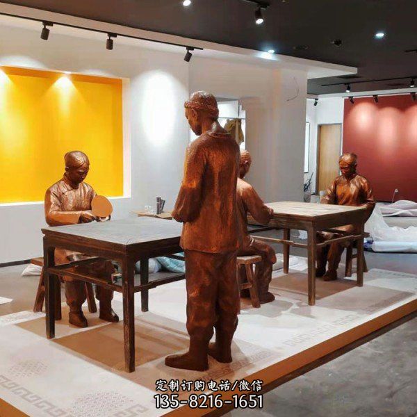 博物館擺放玻璃鋼雕仿銅民俗人物小品雕塑（1）