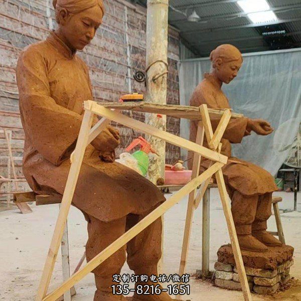 博物館擺放玻璃鋼雕仿銅民俗人物小品雕塑（4）