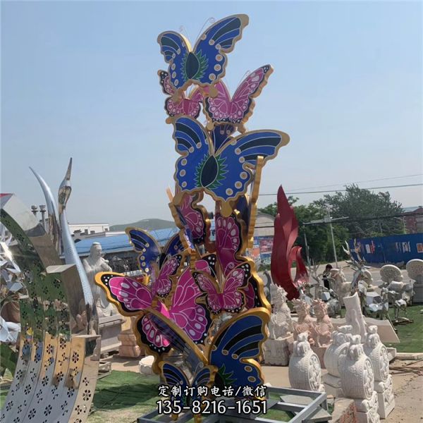 景區(qū)公園擺放彩繪花蝴蝶不銹鋼雕塑（1）