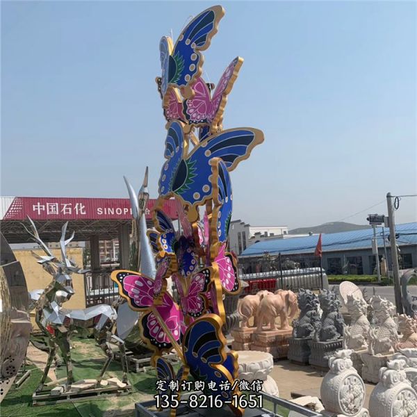 景區(qū)公園擺放彩繪花蝴蝶不銹鋼雕塑（2）
