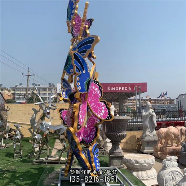 景區(qū)公園擺放彩繪花蝴蝶不銹鋼雕塑（4）
