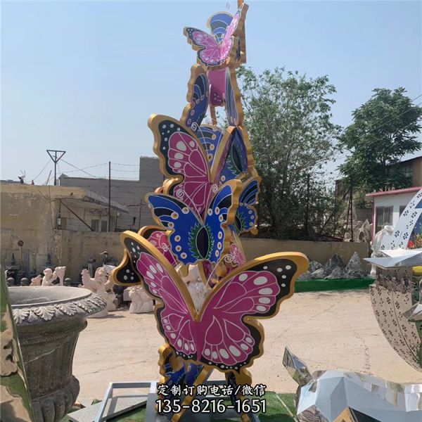 景區(qū)公園擺放彩繪花蝴蝶不銹鋼雕塑（5）
