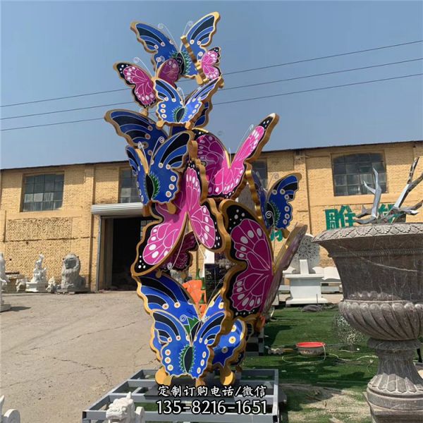 景區(qū)公園擺放彩繪花蝴蝶不銹鋼雕塑（6）