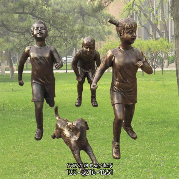 公園玻璃鋼仿銅戶外園林小孩玩陀螺的雕塑小品 童趣雕塑（2）