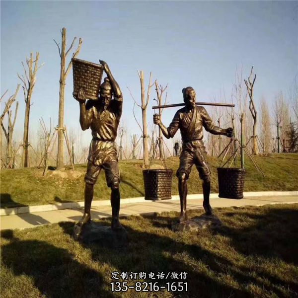 玻璃鋼戶外園林民俗情景主題農(nóng)耕人物雕塑（4）