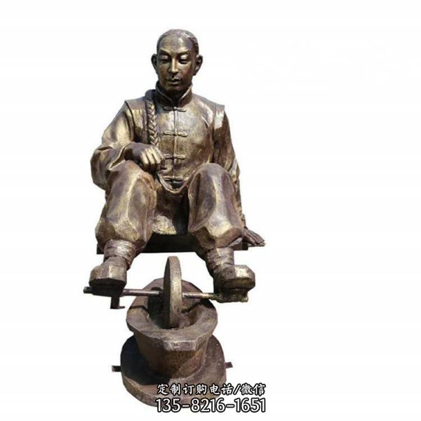 玻璃鋼仿銅民俗人物情景小品主題雕塑（2）