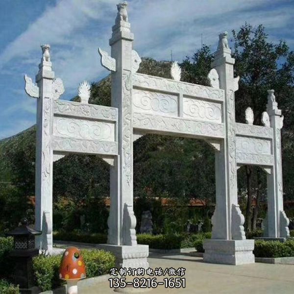 村口石大門 寺廟山門牌樓石牌坊雕塑（2）