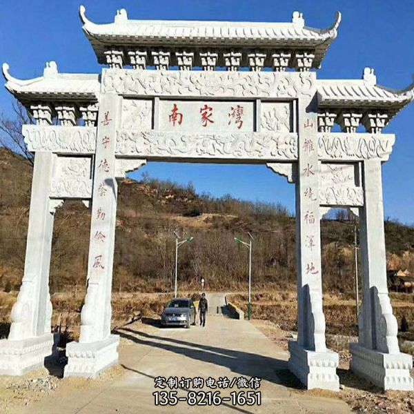 村口石大門 寺廟山門牌樓石牌坊雕塑（5）