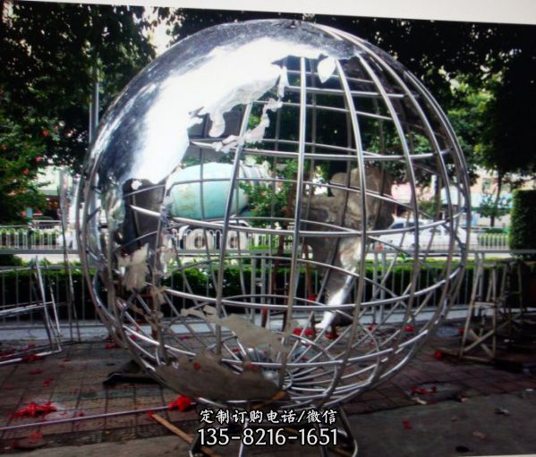 不銹鋼地球儀雕塑戶外綠地廣場校園景觀雕塑（2）