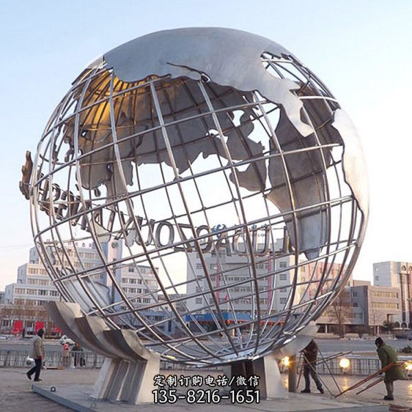 不銹鋼地球儀雕塑戶外綠地廣場校園景觀雕塑（6）