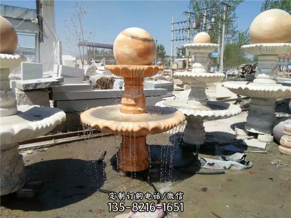 大理石風(fēng)水轉(zhuǎn)運球噴泉庭院流水景觀擺件（7）