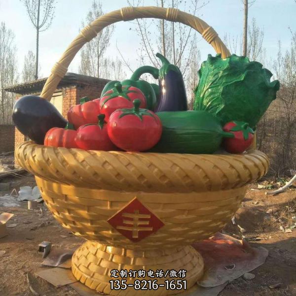新農(nóng)村農(nóng)莊采摘園玻璃鋼蔬菜水果籃子雕塑（2）
