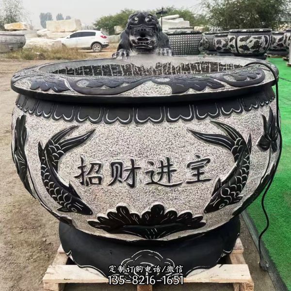 戶外庭院青石仿古養魚種花石頭盆工藝品擺件（3）