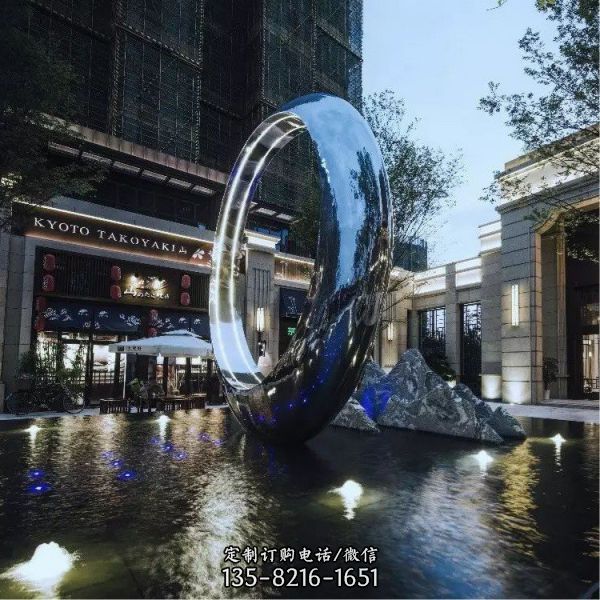 房地產售樓部水景鏤空發光月亮圓環裝飾擺件（4）