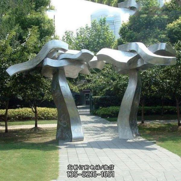 不銹鋼抽象地標建筑雕塑廣場景觀草坪裝飾擺件（3）