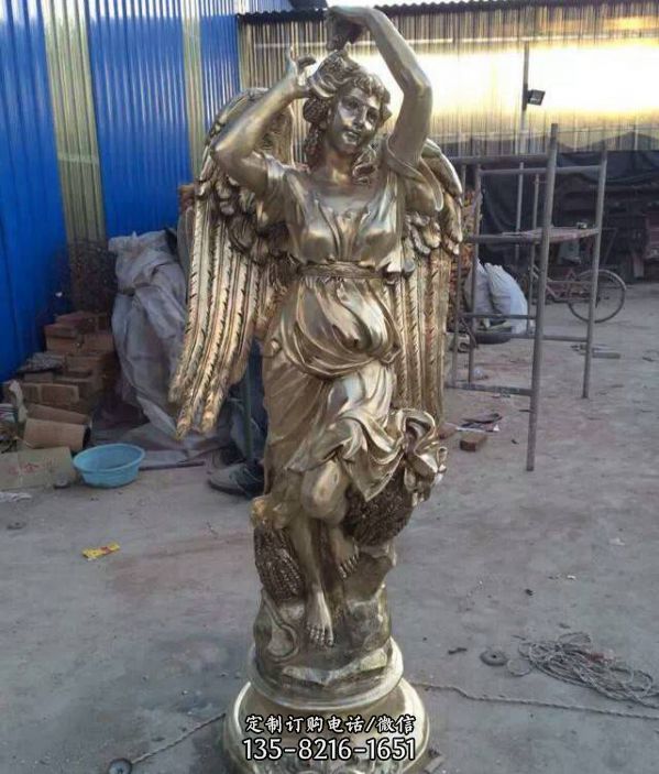 酒店會所景觀裝飾玻璃鋼漆金西方愛神人物雕塑（1）