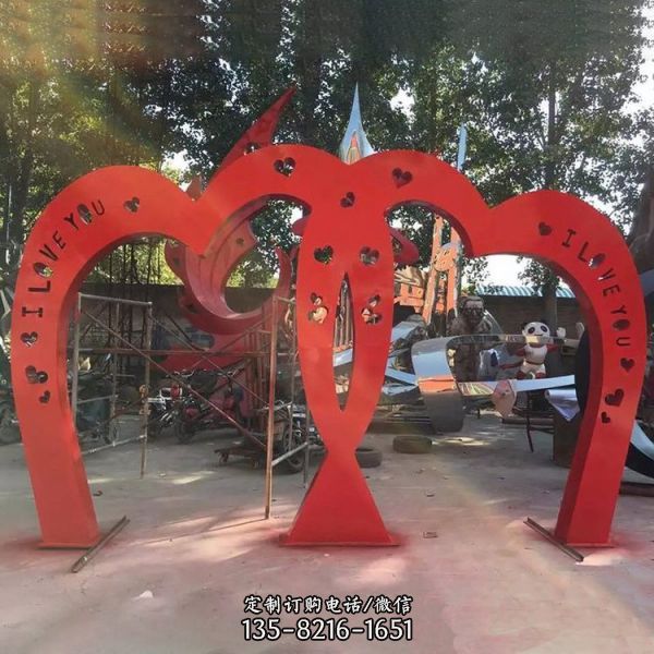 戶(hù)外定制抽象異形不銹鋼愛(ài)心標(biāo)志心形雕塑（2）