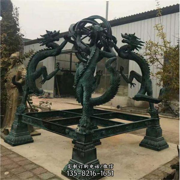 學院廣場擺放全銅地球儀渾天儀雕塑（2）