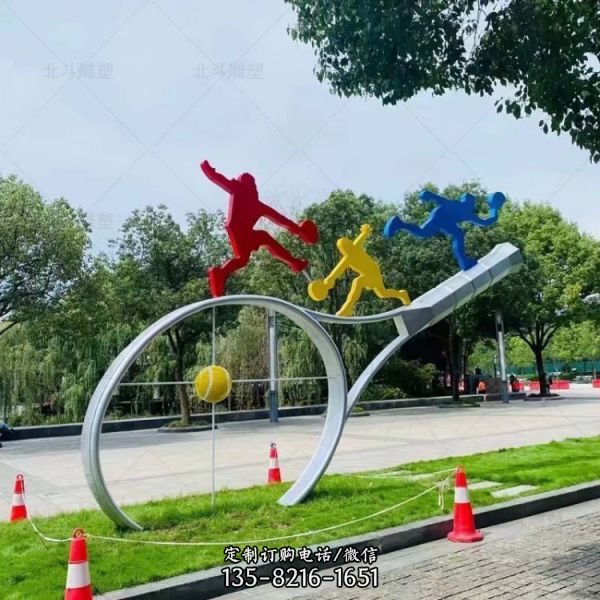 戶外公園大型不銹鋼體育人物羽毛球雕塑（2）