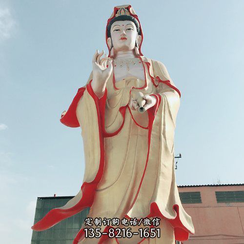 寺廟玻璃鋼彩繪漆金戶外大型觀音雕塑（1）