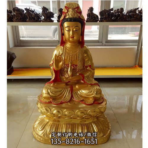 寺廟玻璃鋼彩繪漆金戶外大型觀音雕塑（4）