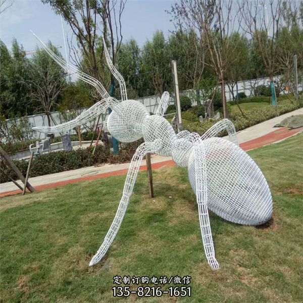 不銹鋼絲網鏤空螞蟻雕塑 鐵藝編織螞蟻雕塑（3）
