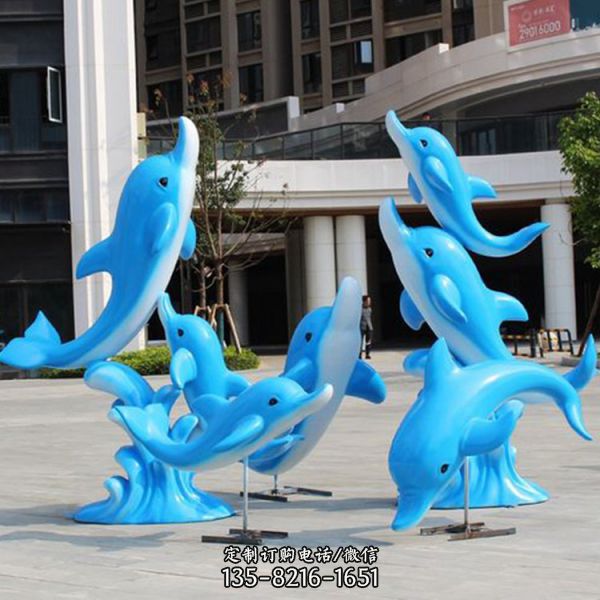 玻璃鋼樹脂海豚組合雕塑海洋館公園景觀擺件小品（1）