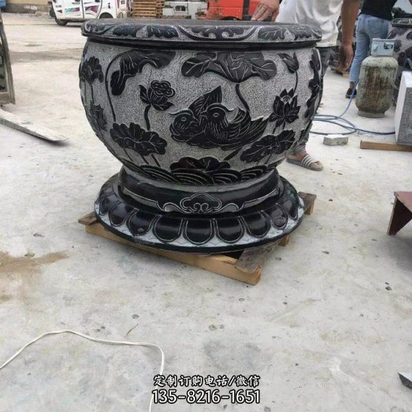 仿古圓形戶外荷花石雕魚(yú)缸（1）