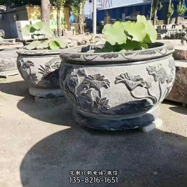 仿古圓形戶外荷花石雕魚(yú)缸（3）