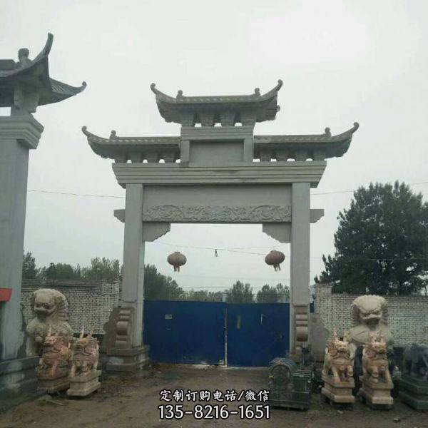 戶外大型景觀大理石石雕鄉村村莊牌坊雕塑（2）