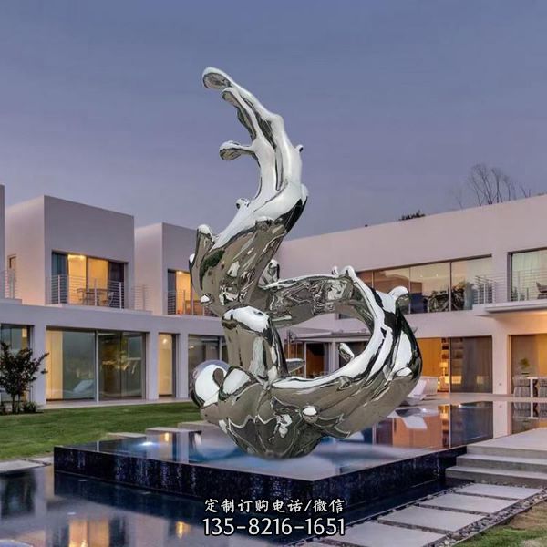定制抽象大型現(xiàn)代售樓部水景擺件不銹鋼景觀雕塑（4）