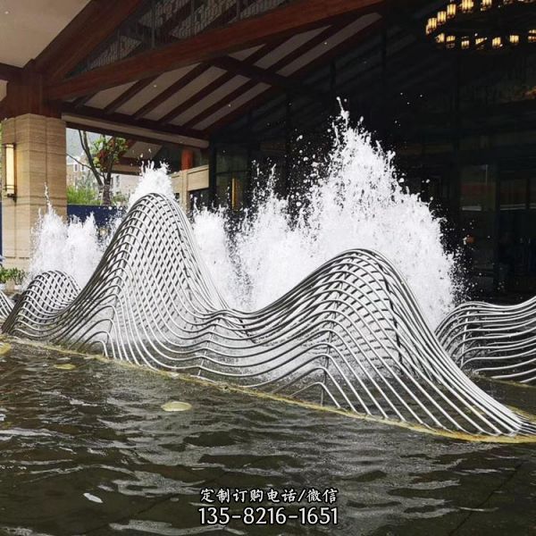 定制抽象大型現(xiàn)代售樓部水景擺件不銹鋼景觀雕塑（2）
