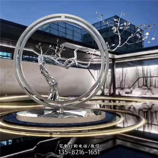 定制抽象大型現(xiàn)代售樓部水景擺件不銹鋼景觀雕塑（1）