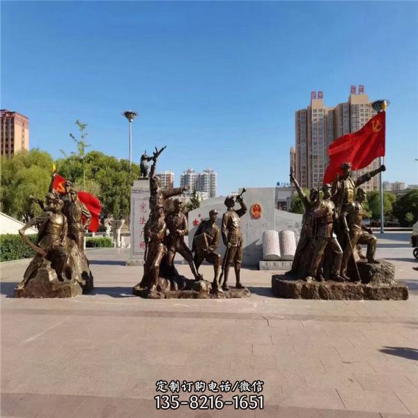 玻璃鋼仿銅園林景觀紅軍人物雕塑 （1）