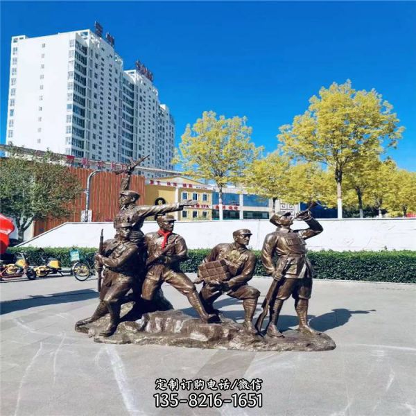 玻璃鋼仿銅園林景觀紅軍人物雕塑 （5）