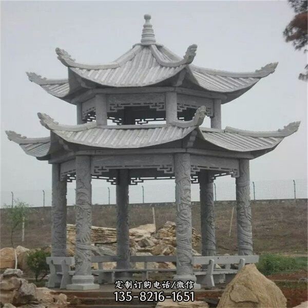 古建筑六角雙層石亭子（3）