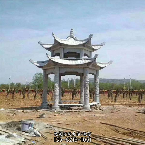 古建筑六角雙層石亭子（2）