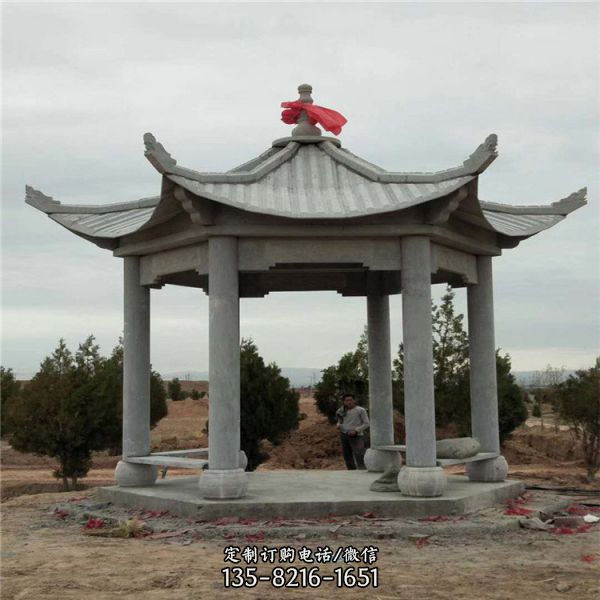 古建筑六角雙層石亭子（6）