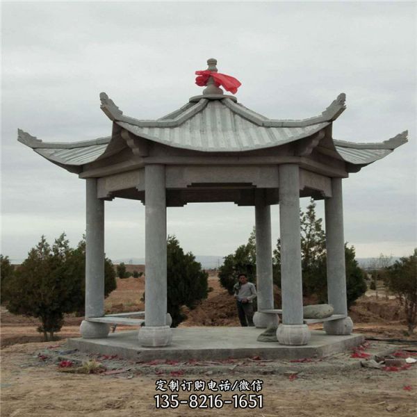 古建筑六角雙層石亭子（8）