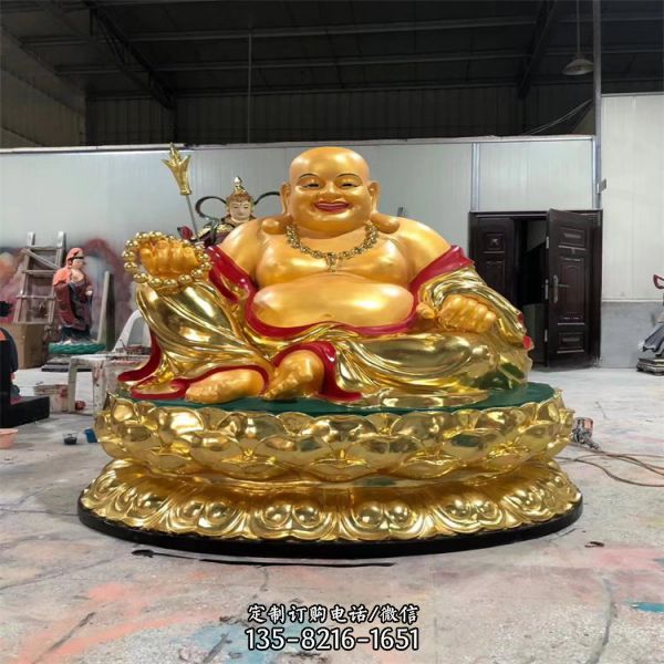 寺廟景區不銹鋼彩繪園林景觀彌勒佛雕塑
