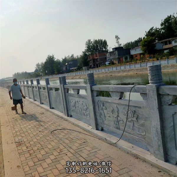 戶外河道大理石石雕戶外園林景觀欄桿欄板雕塑