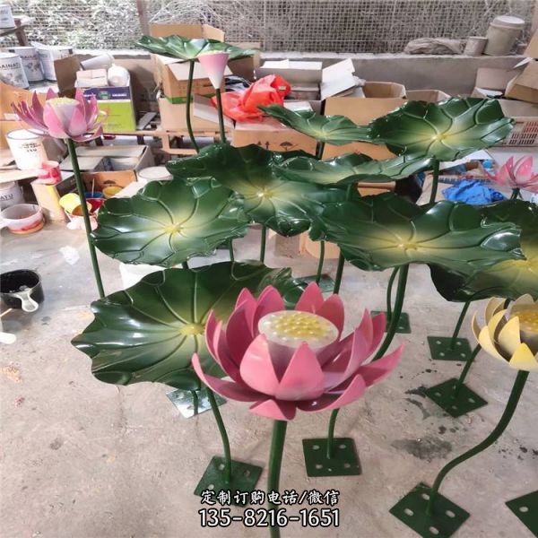 玻璃鋼荷花 小區水景睡蓮雕塑 （2）
